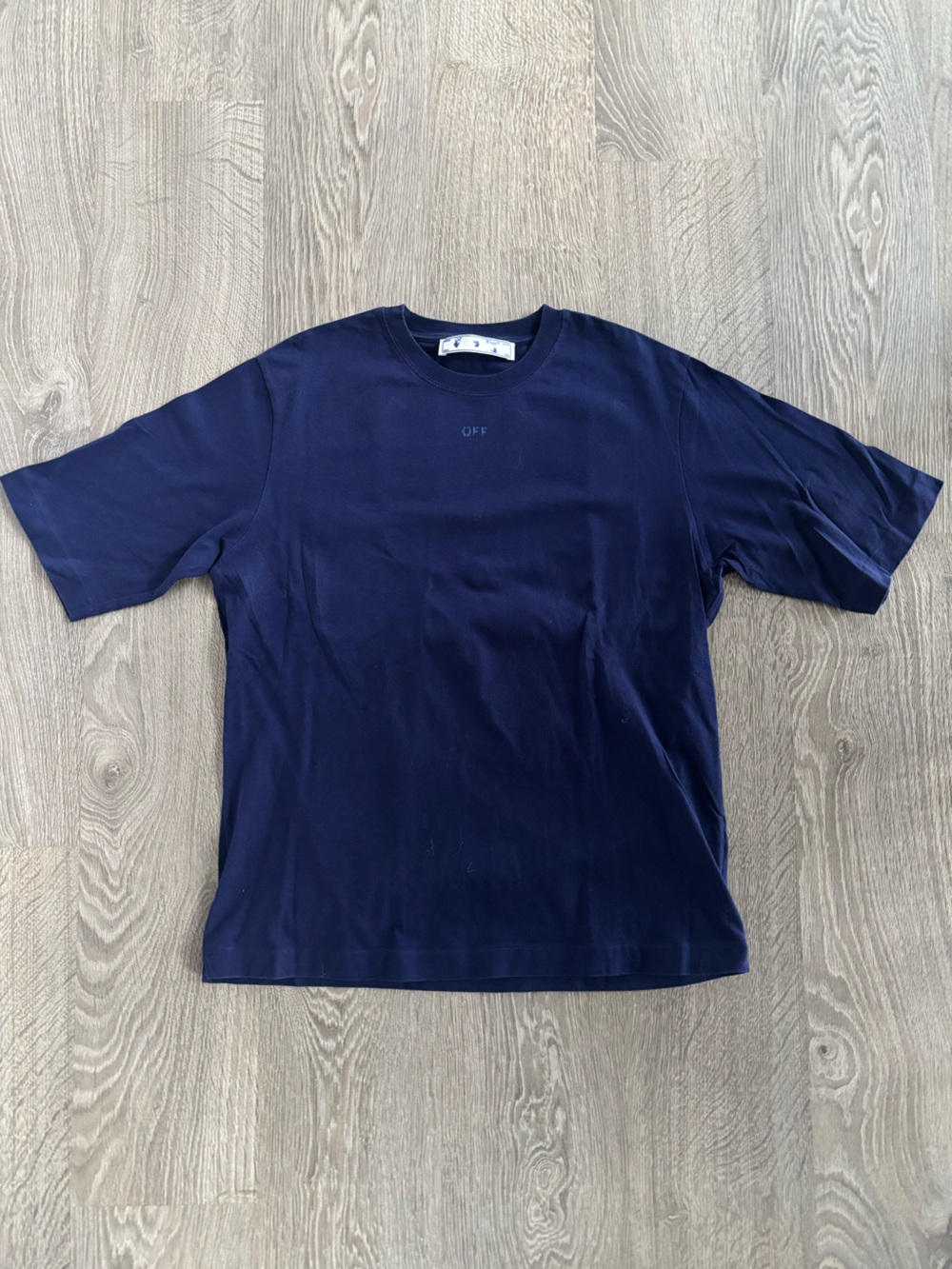 Off-White Navy Minimal Logo Crewneck Tee